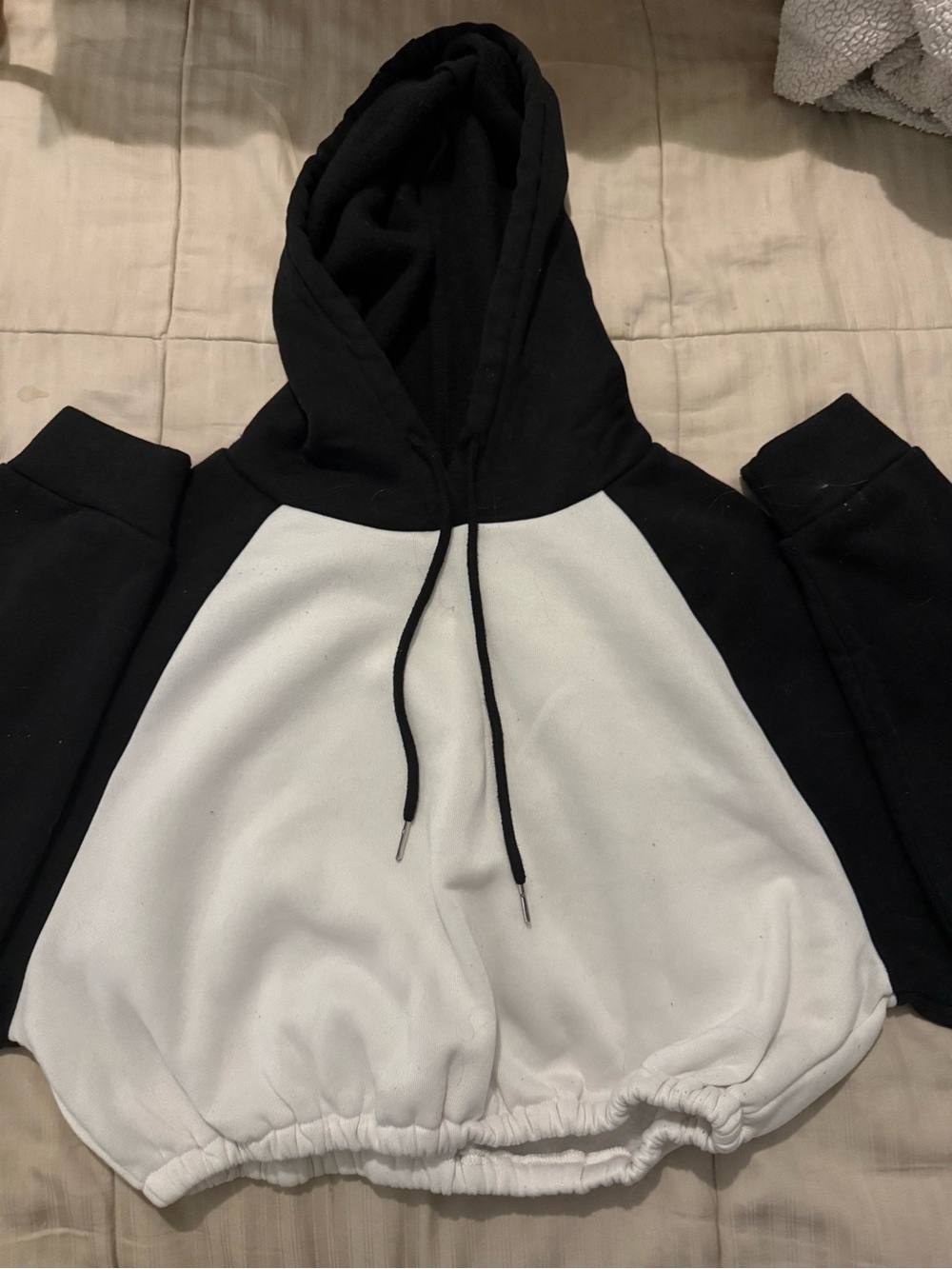Black and White Cropped Hoodie